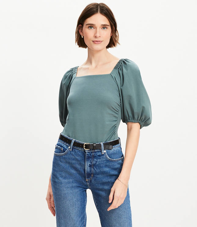 Ruched Bubble Sleeve Top