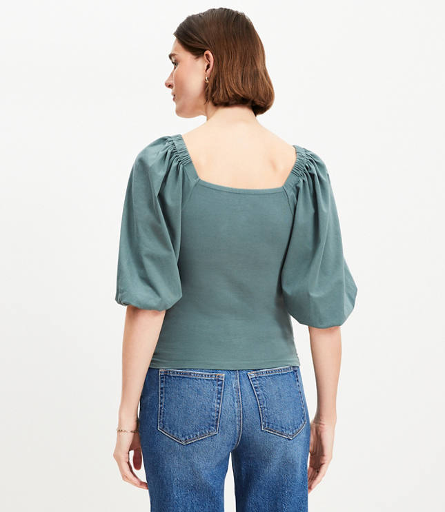 Ruched Bubble Sleeve Top