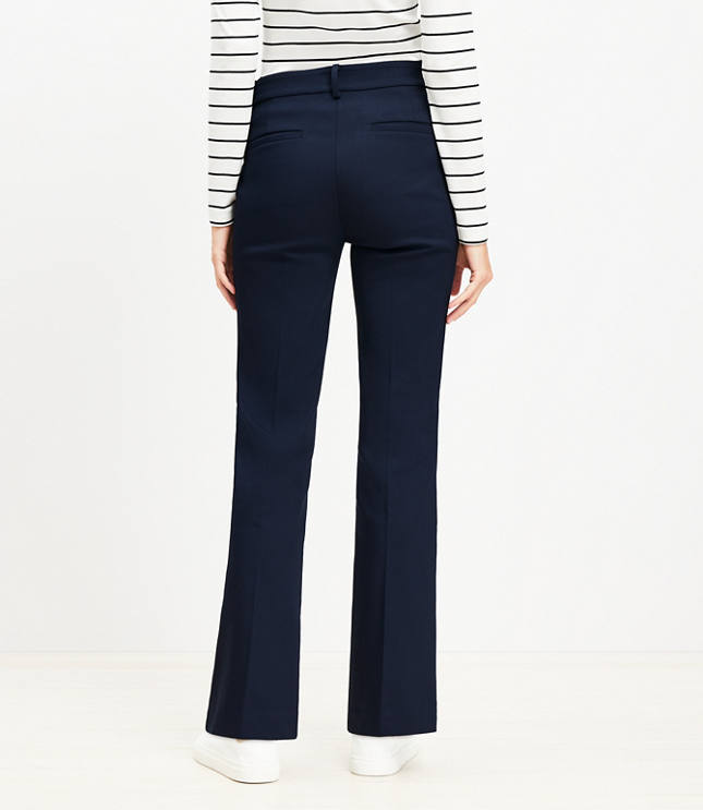 Women Navy Front Button Paperback Waist Pants