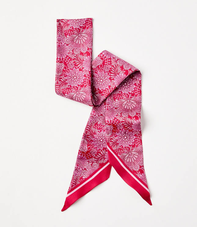 Floral Skinny Silk Scarf