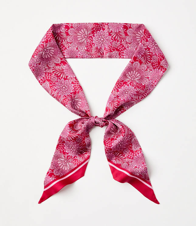 Floral Skinny Silk Scarf