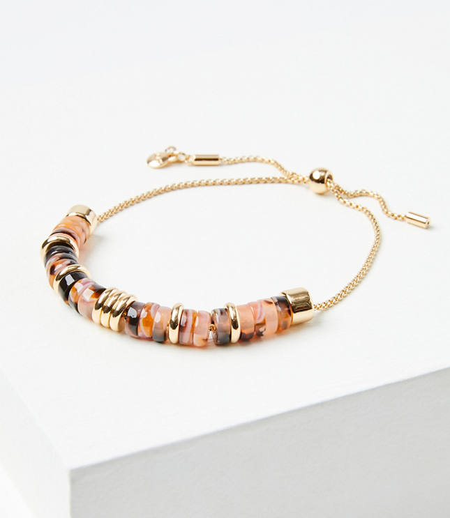 Tortoiseshell Print Spliced Pull Tie Bracelet image number null