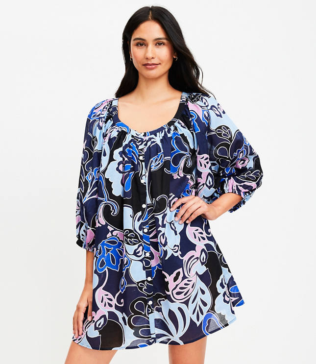 LOFT Beach Floral Babydoll Swimsuit Coverup