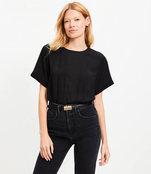 Pleated Mixed Media Top