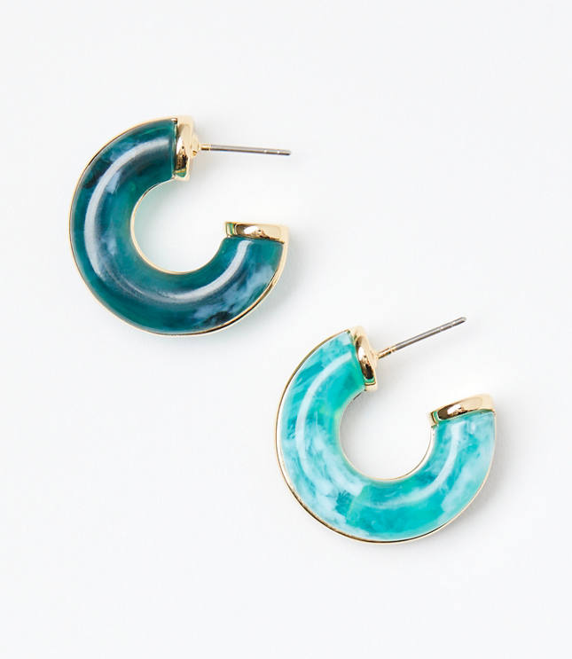 Two Tone Resin Hoop Earrings