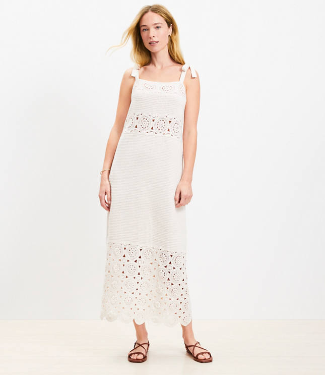 LOFT Beach Medallion Crochet Maxi Dress