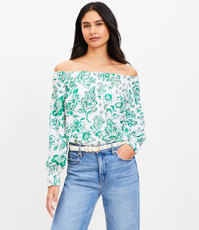 Floral Smocked Off The Shoulder Top