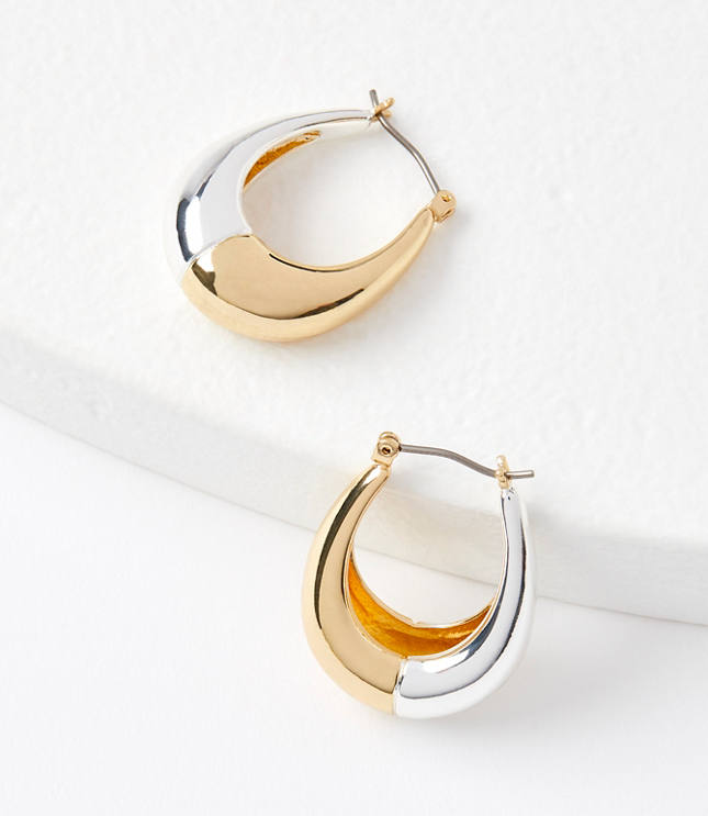 Mixed Metal Teardrop Hoop Earrings