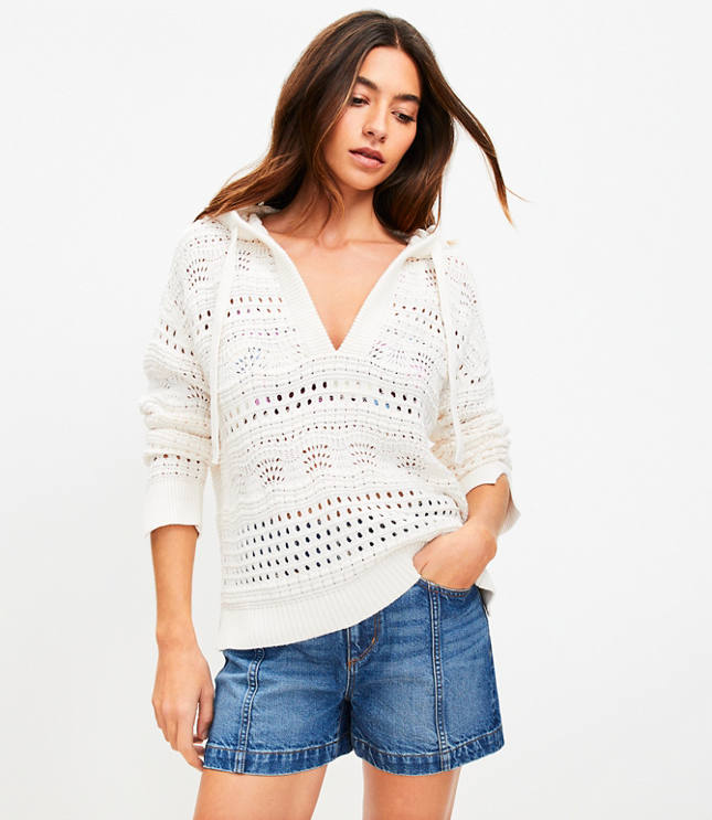 LOFT Beach Pointelle Hoodie