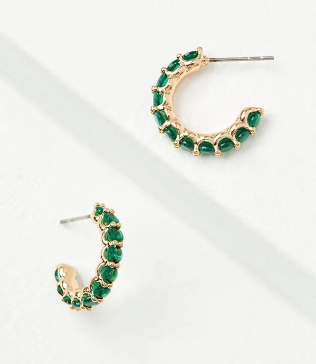 Crystal Huggie Earrings - Brilliant Emerald