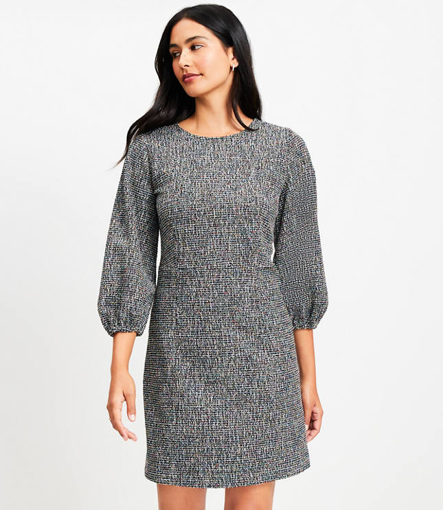 Petite Tweed Flare Mini Dress