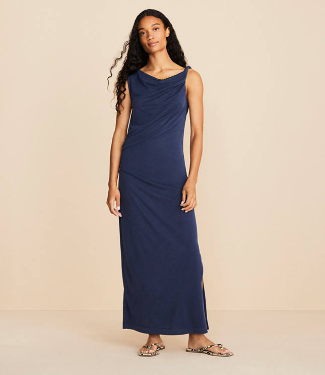 Lou & Grey Sandwashed Shoulder Twist Midi Dress
