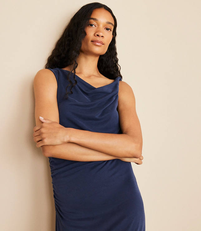 Lou & Grey Sandwashed Shoulder Twist Midi Dress