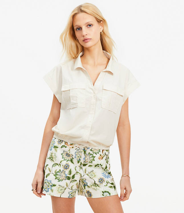 Poplin Bubble Tie Hem Shirt