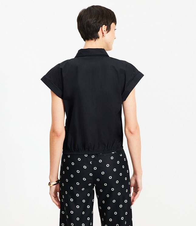 Poplin Bubble Tie Hem Shirt