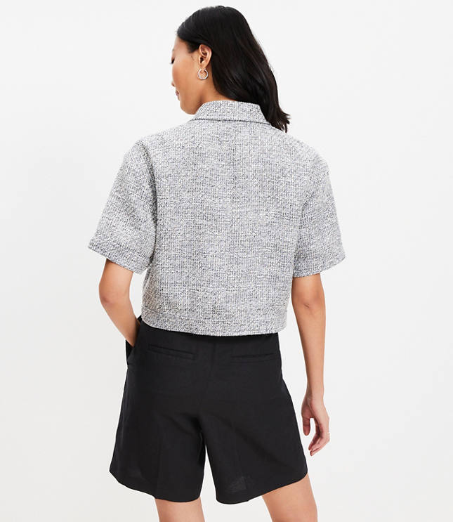 ★ SALON DE YOHN ★TASSEL TWEED SHORT SLEEVE JACKET Tweed Short Sleeve Jacket