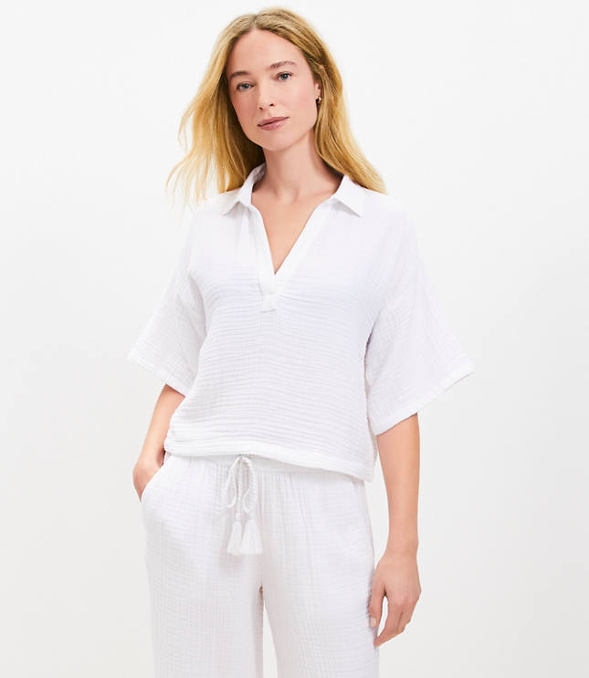 LOFT Beach Triple Cloth Popover Shirt
