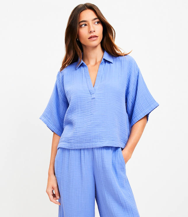 LOFT Beach Triple Cloth Popover Shirt