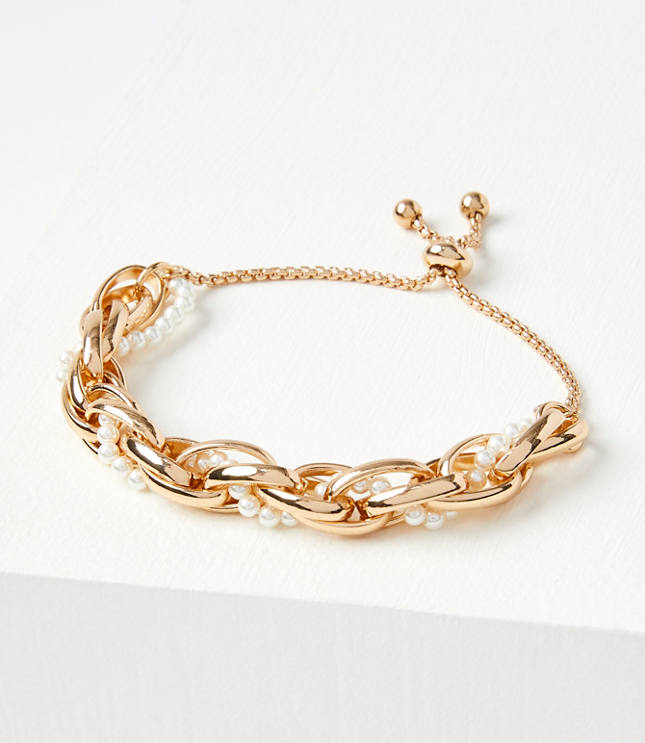 Pearlized Twist Chain Link Pull Tie Bracelet