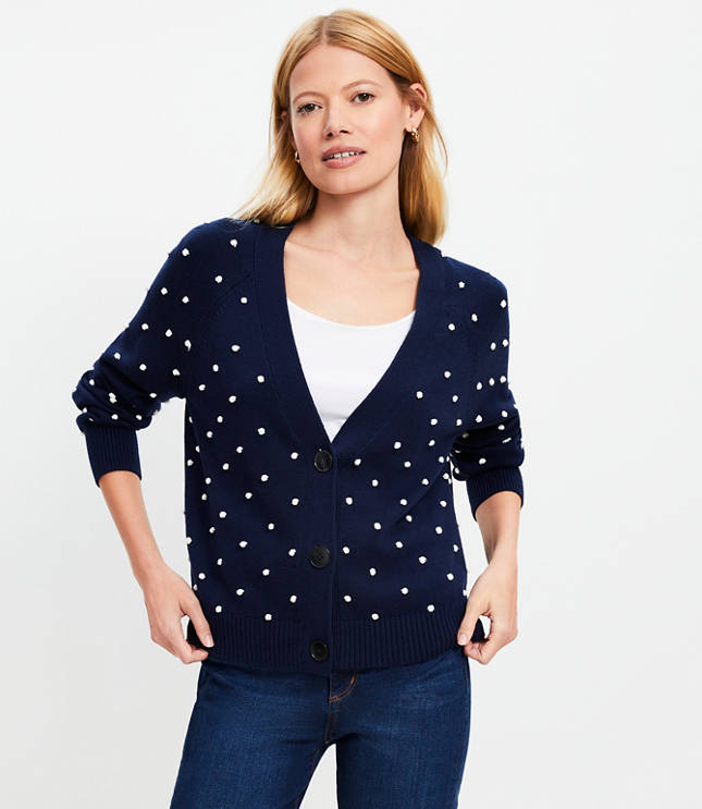 Petite Bobble V-Neck Cardigan