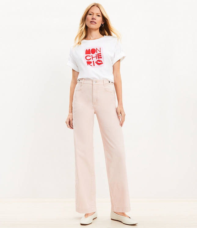 Relaxed Straight Pants in Twill