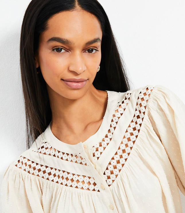 Clip Lace Yoke Swing Blouse