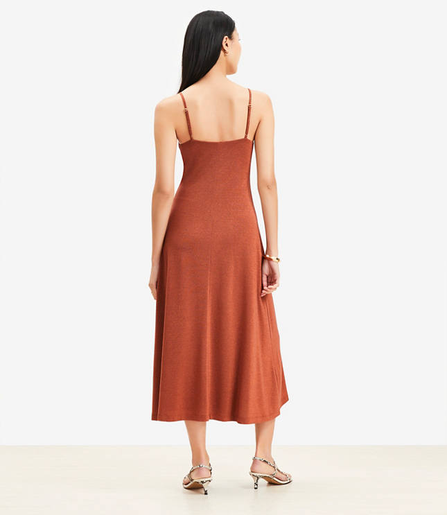 Shimmer Ruched Strappy Midi Dress