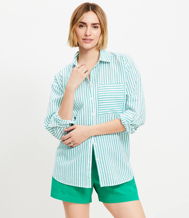 Striped Everyday Oversized Pocket Shirt