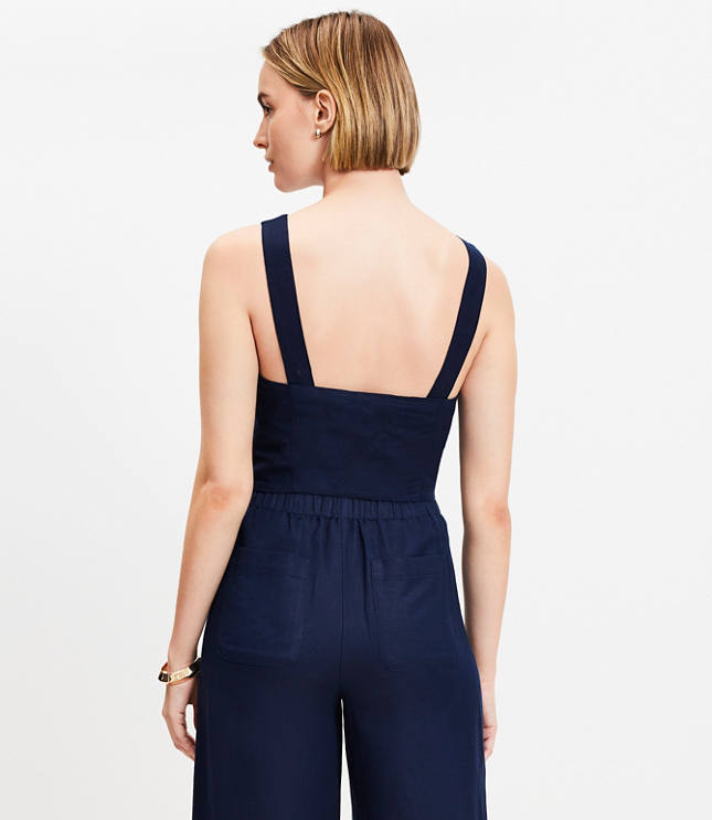 Linen Blend Strappy Back Shell