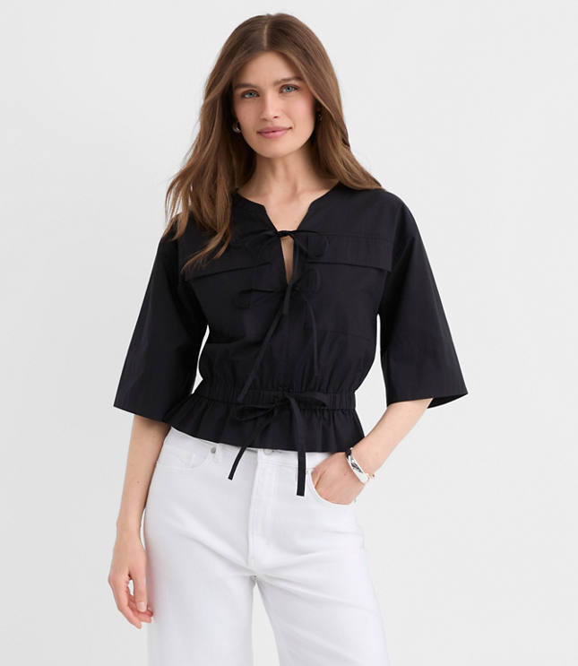 Poplin Safari Peplum Top