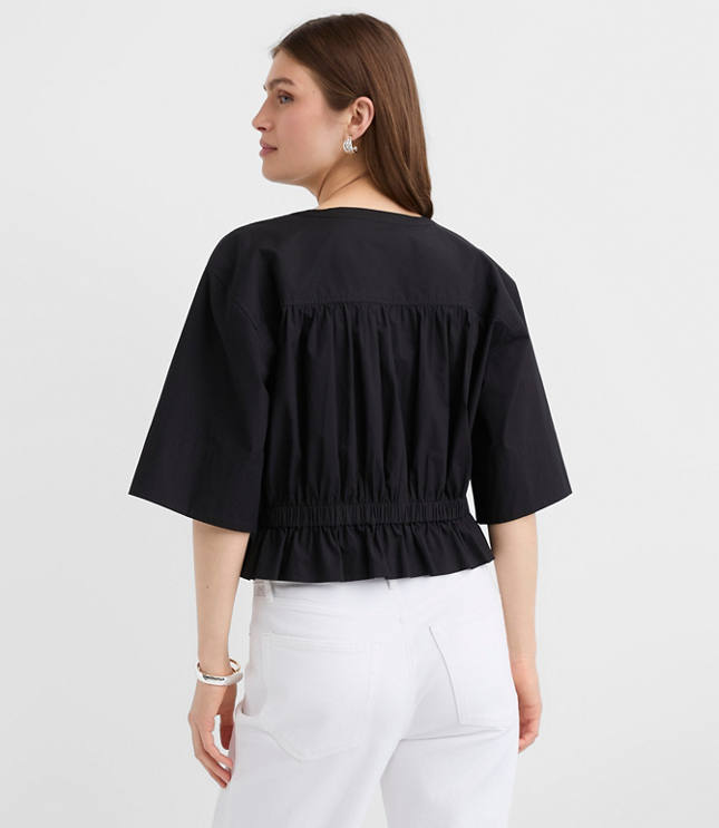 Poplin Safari Peplum Top