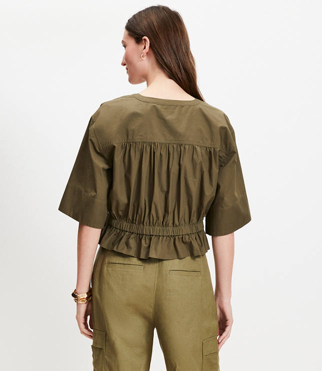 Poplin Safari Peplum Top