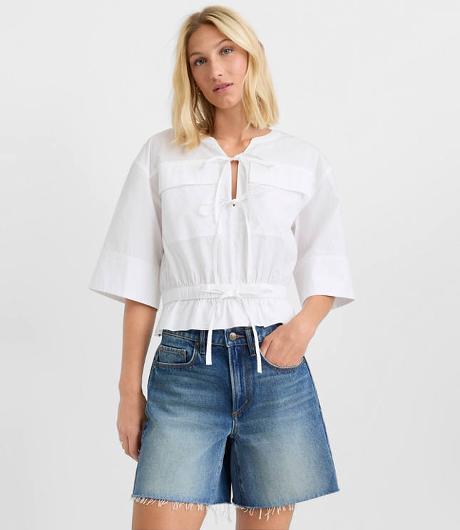 Poplin Safari Peplum Top