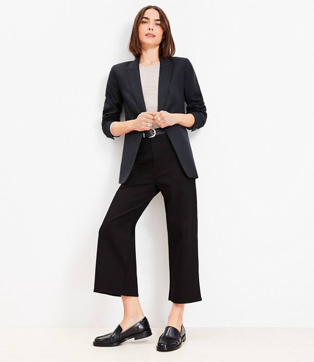 Petite High Rise Denim Culottes in Jet Black Wash