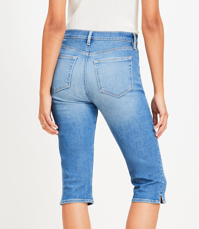 High Rise Denim Capri Pants Light Wash