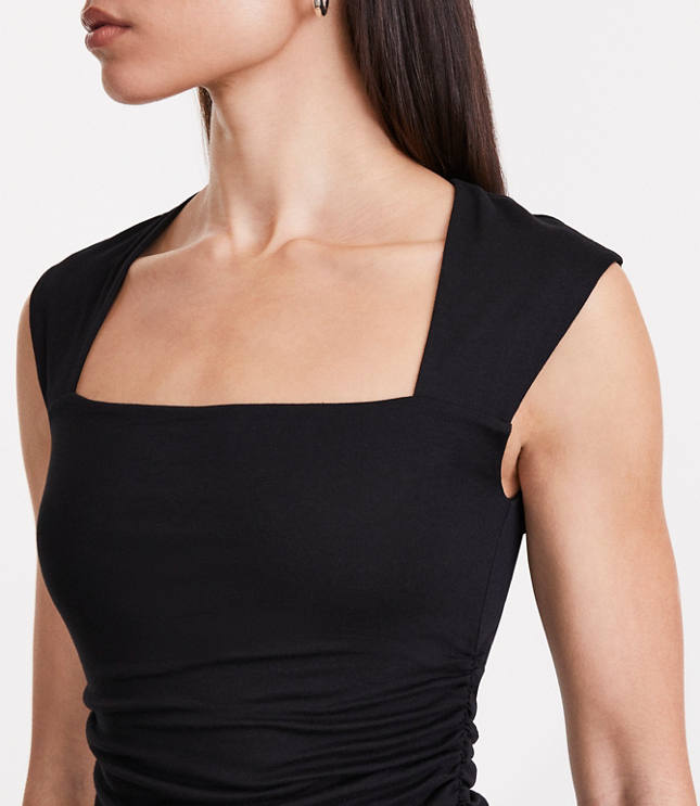 LOFT Versa 360 Knit Ruched Square Neck Bodysuit
