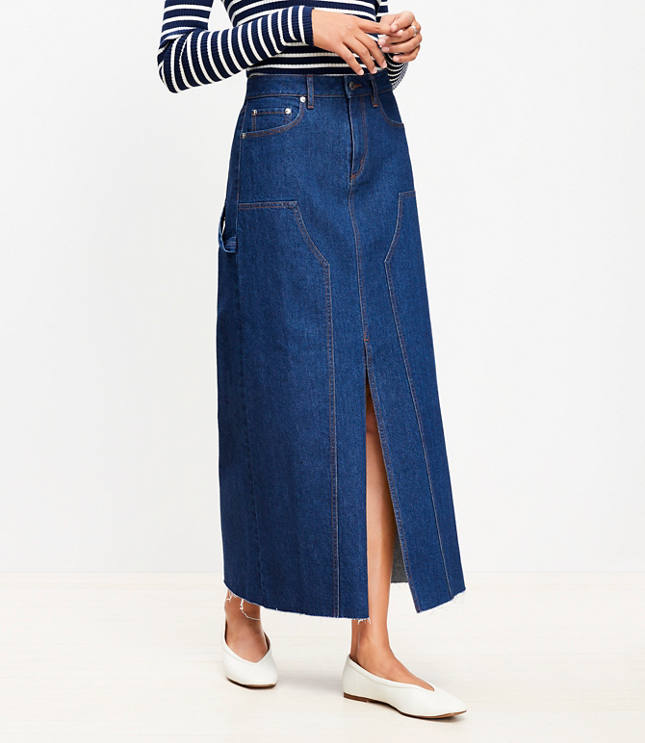 Denim Utility Maxi Skirt