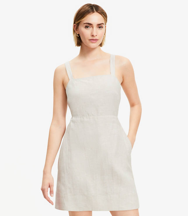 Loft Linen Cutout Back Mini Pocket Dress