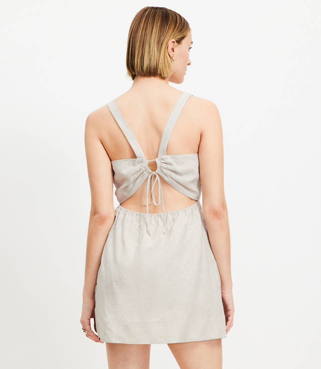 Linen Cutout Back Mini Pocket Dress