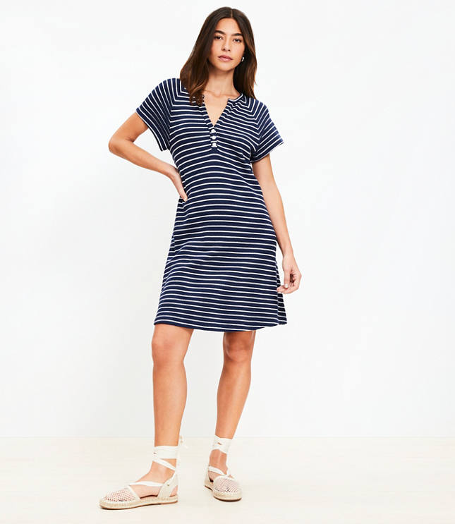 Loft Striped Jacquard Henley Mini Dress