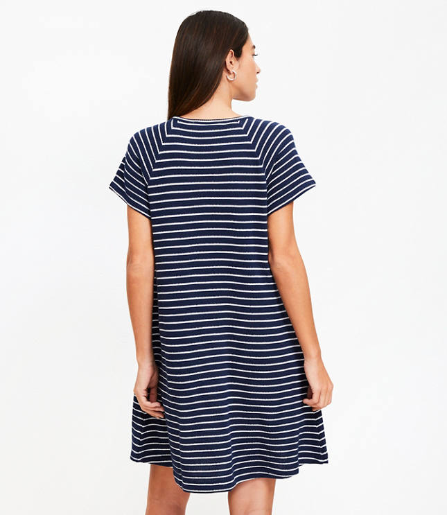 Striped Jacquard Henley Mini Dress