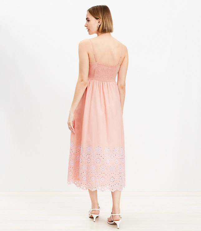 Daisy Eyelet Sweetheart Strappy Midi Dress