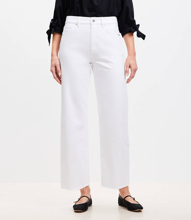 Petite High Rise Wide Leg Crop Jeans White