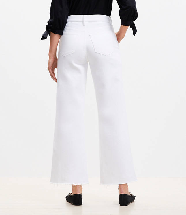 Petite High Rise Wide Leg Crop Jeans in White
