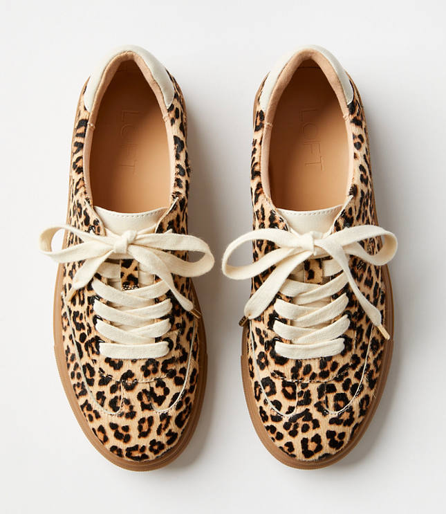 Cheetah Print Haircalf Varsity Sneakers