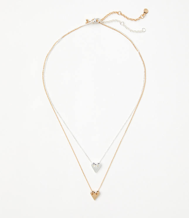 Mixed Metal Heart Layered Necklace Set