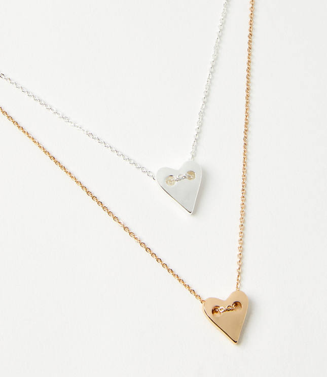 Mixed Metal Heart Layered Necklace Set