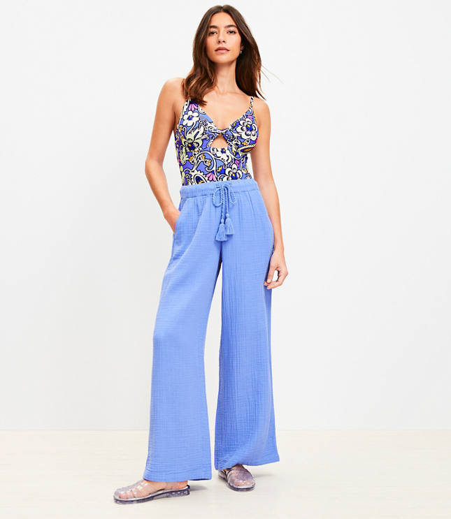 LOFT Beach Triple Cloth Wide Leg Pants