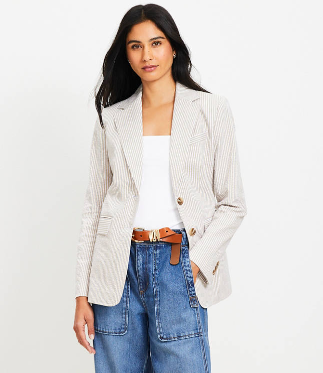 Seersucker Fitted Blazer