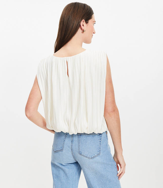 Petite Side Tie Pleated Bubble Top